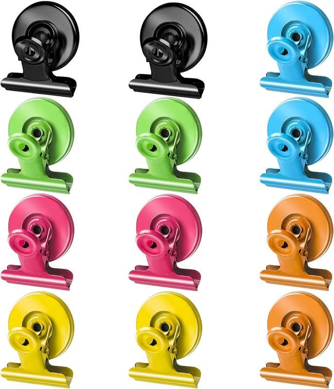 12PCS Ağır Görevli Magnetik Klipler Beyaz Taşlar Listesi Öğretim Üzerine Görüntüleyici Kağıt Bağlayıcılar