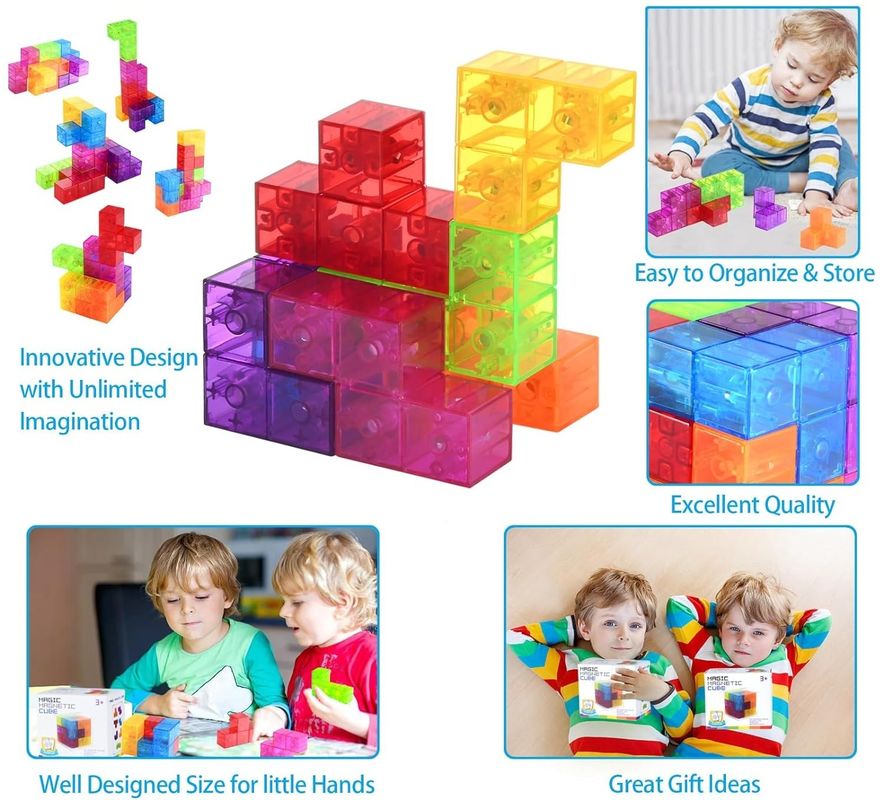 3 boyutlu manyetik Rubik'in küpü Çocuklar için 7 farklı şekilden oluşan manyetik bulmaca küpleri
