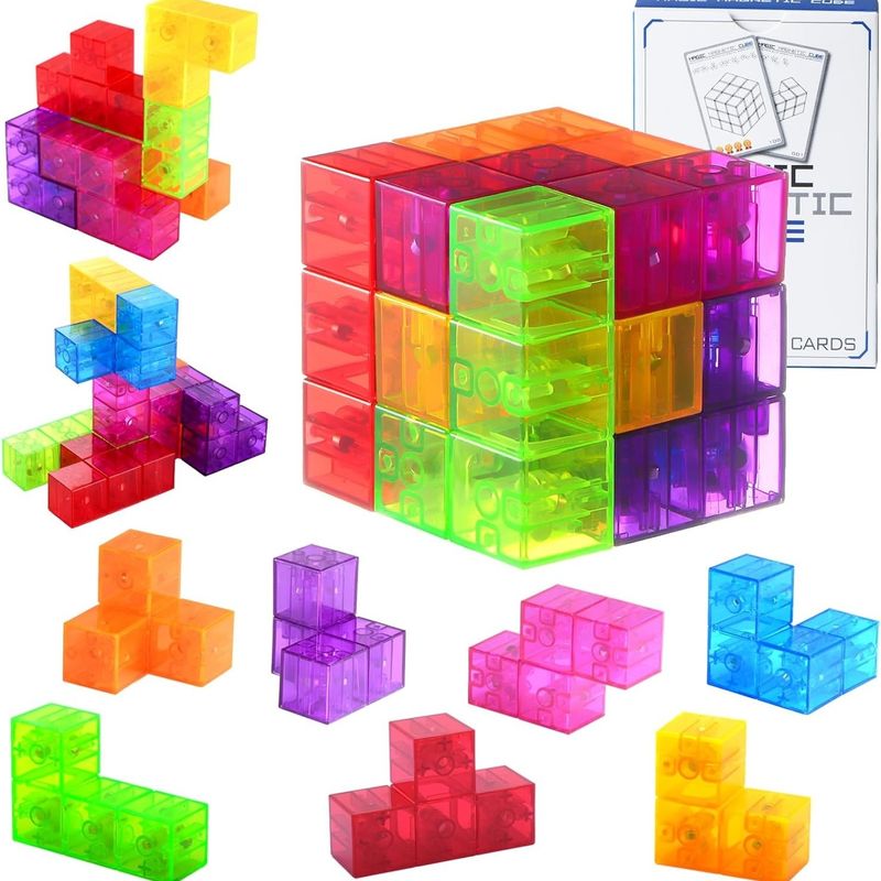 3 boyutlu manyetik Rubik'in küpü Çocuklar için 7 farklı şekilden oluşan manyetik bulmaca küpleri