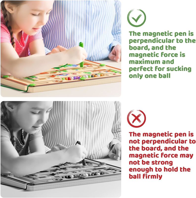Güçlü manyetik ahşap bulmaca tahtası renkleri ve sayıları Montessori labirent oyuncakları küçük çocuklar için