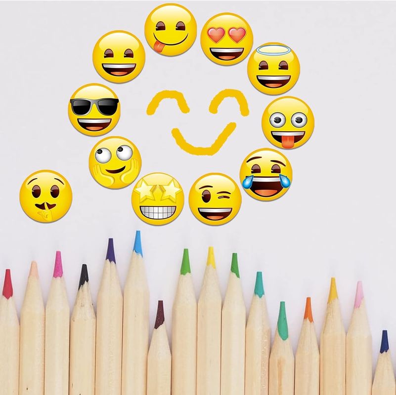 54Pcs Tatlı Emoji Dekoratif Mühitelik Mıknatısları Tahta Mıknatısları