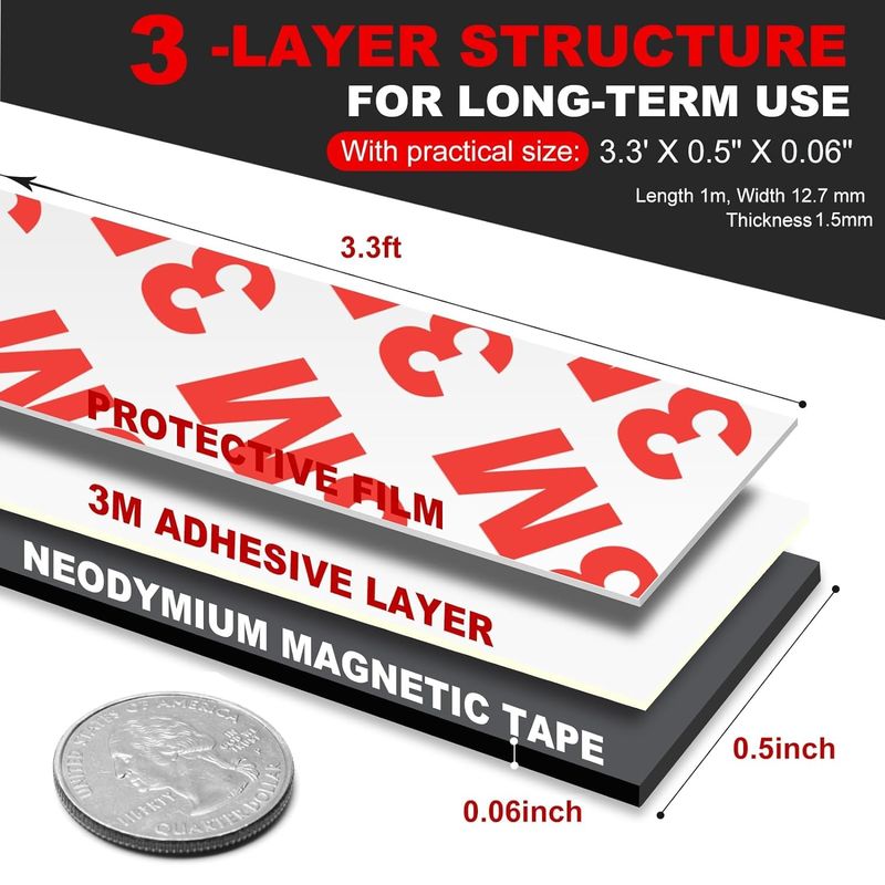Elastiki Neodymium Manyetik Teyp Şeritleri Duvar DIY için Güçlü 3M Yapıştırıcı Destekle