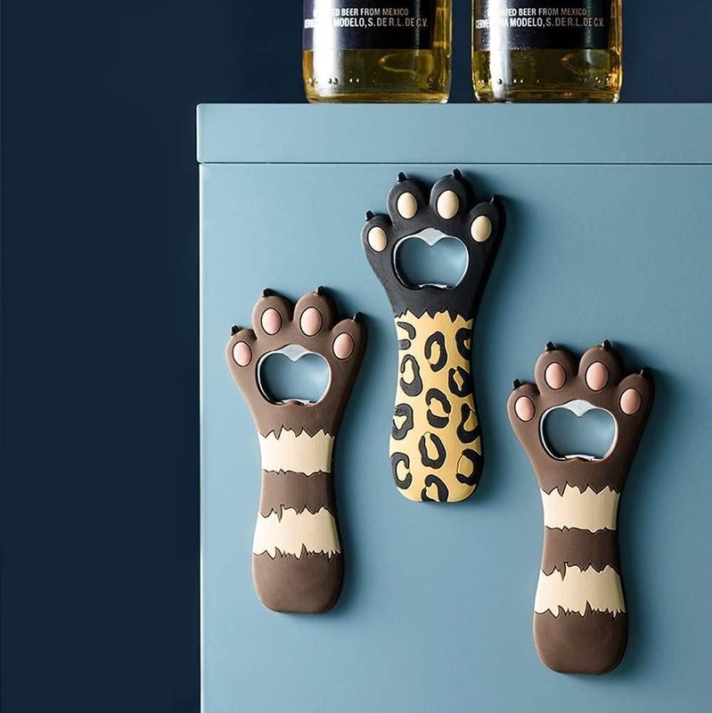 Tatlı kedi pençesi bira şişe açıcısı buzdolabı mıknatısı kola barmen mutfak eşyaları için