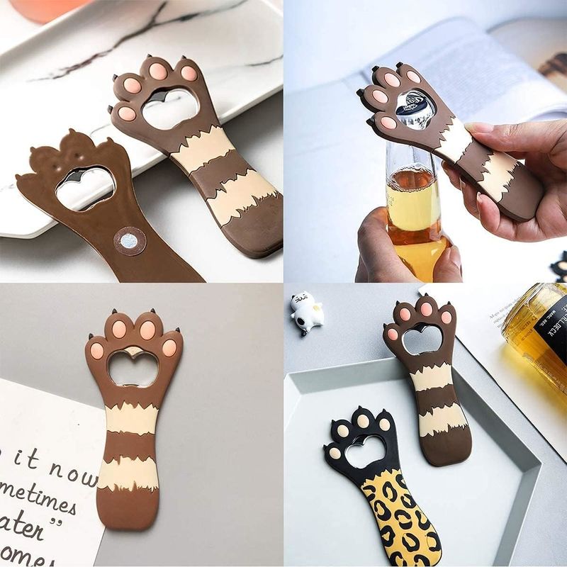 Tatlı kedi pençesi bira şişe açıcısı buzdolabı mıknatısı kola barmen mutfak eşyaları için
