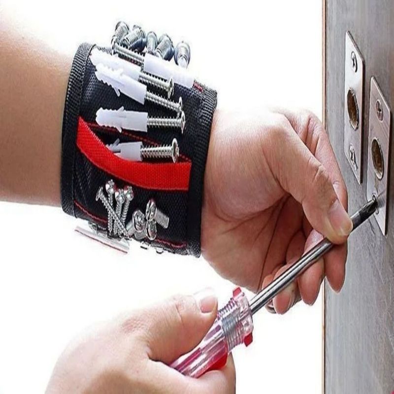 Elektrikçi Düzenlenebilir Bilek Kemeri Güçlü Manyetik Bilek Kemeri Tavsiye edilmiş vidalar ile taşınabilir alet çantası Paket Boyutu 5.00cm * 4.00cm * 3.00cm